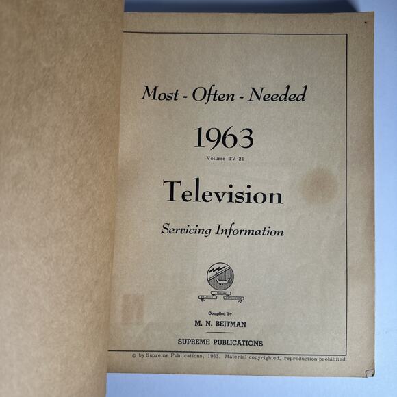 1963 Television Most Often Needed Radio Diagrams & Servicing Information - Picture 7 of 9